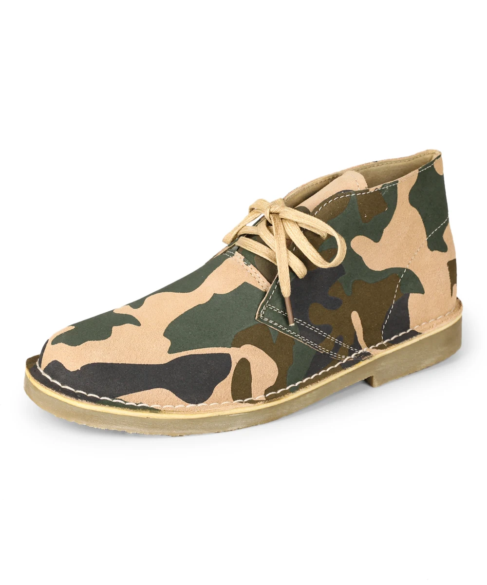 TMA EYES  Camouflage Cow Suede Leather Men's Desert Boots With Pigskin Lining For Outdoor