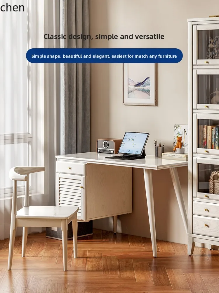 CZ   Study Room Computer Desk Learning Solid Wood Bookshelf Integrated Home Writing Desk