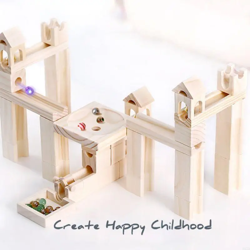 F62d 60pcs ประกอบการประกอบหินอ่อนไม้ประกอบการสร้างบล็อกเขาวงกตบอลปริศนาเด็กของเล่นการศึกษาเด็กของขวัญ