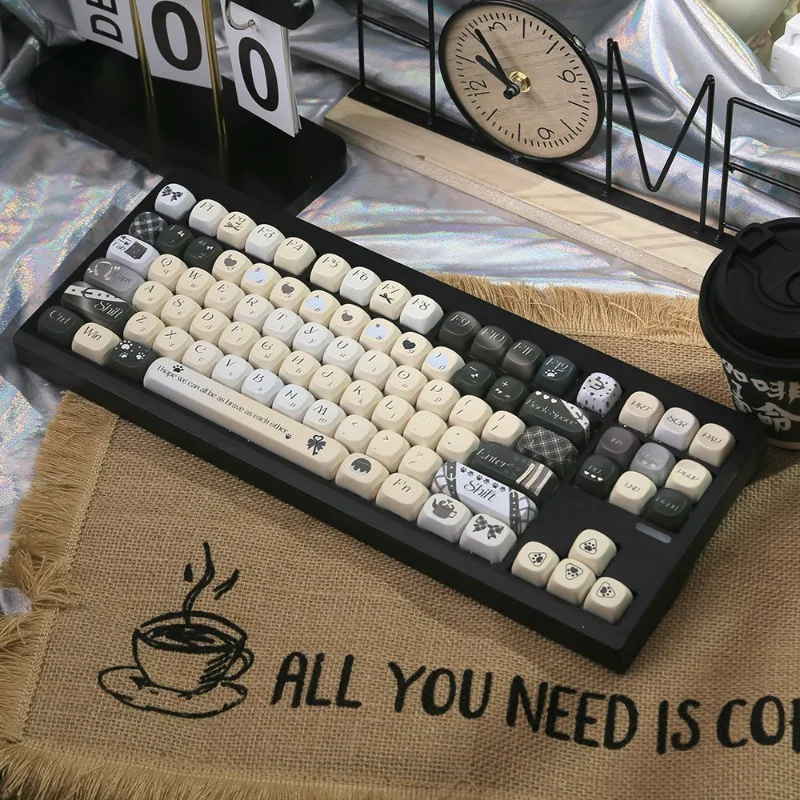 

Pink Cute Theme Keycaps Set Customized PBT Sublimation MOA Profile Keyboard Cap for 131keys Mechanical Keyboard Accessories Gift