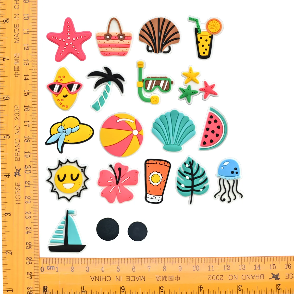 summer series 18pcs/lot EVA big size beach for bogg bag buckles charms accessoriesDIY watermelon cup coconut tree glass