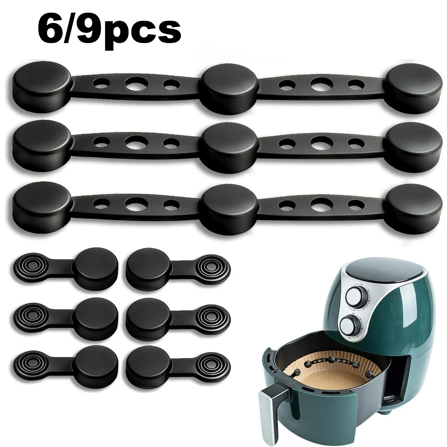 Magnetic silicone buckles for air fryers, 6/9pieces magnetic baking paper fastening buckle, magnetic silicone buckle for cooking