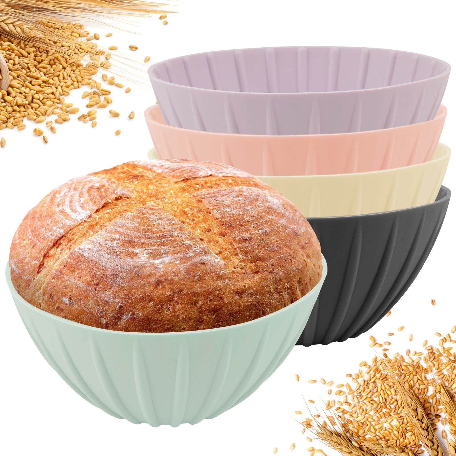 5Pcs Silicone Bread Proofing Basket 12cm Non Stick Baking Bowl Dough Fermentation Sourdough Banneton Bread Proofing Basket