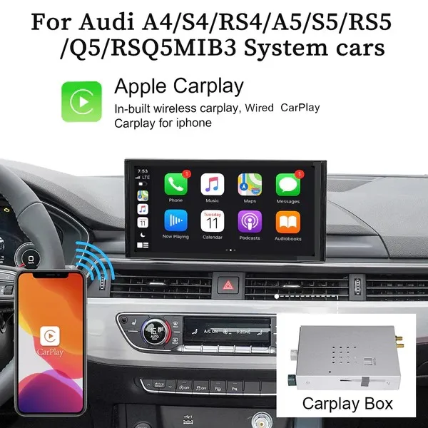 ODTOPCAR Carplay Wireless box Android Auto Multimídia Automotiva for Audi A4 S4 RS4 A5 S5 RS5 Q5 RS Q5 MIB3 System 2019-today