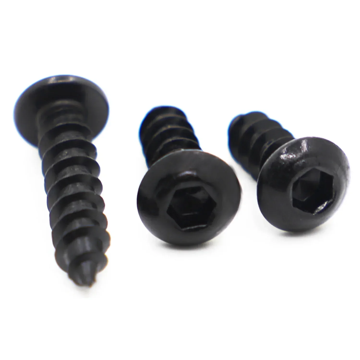 10-50pcs Black High Strength 8.8 Carbon Steel Pan Round Head Hexagon Socket Self Tapping Screws M2 M2.5 M3 M4 M5 M6