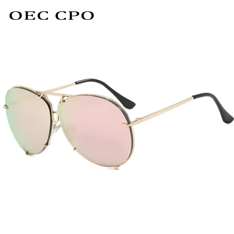 

OEC CPO Metal Frame Pilot Sunglasses Women Oversized Colorful Men Goggle Shades UV400 Sun Glasses Female Punk Fashion Eyewear