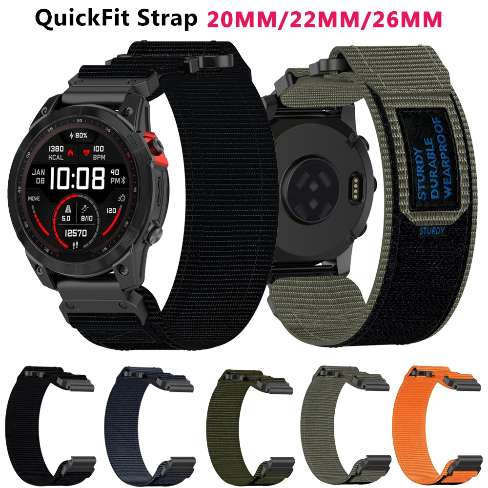 20mm 22mm 26mm Strap For Garmin Fenix 7X 7S 7 Pro bracelet fenix 6X 6 6S 5X 5S 5Plus 965 955 Tactix 7 Nylon Quick Fit Loop Band