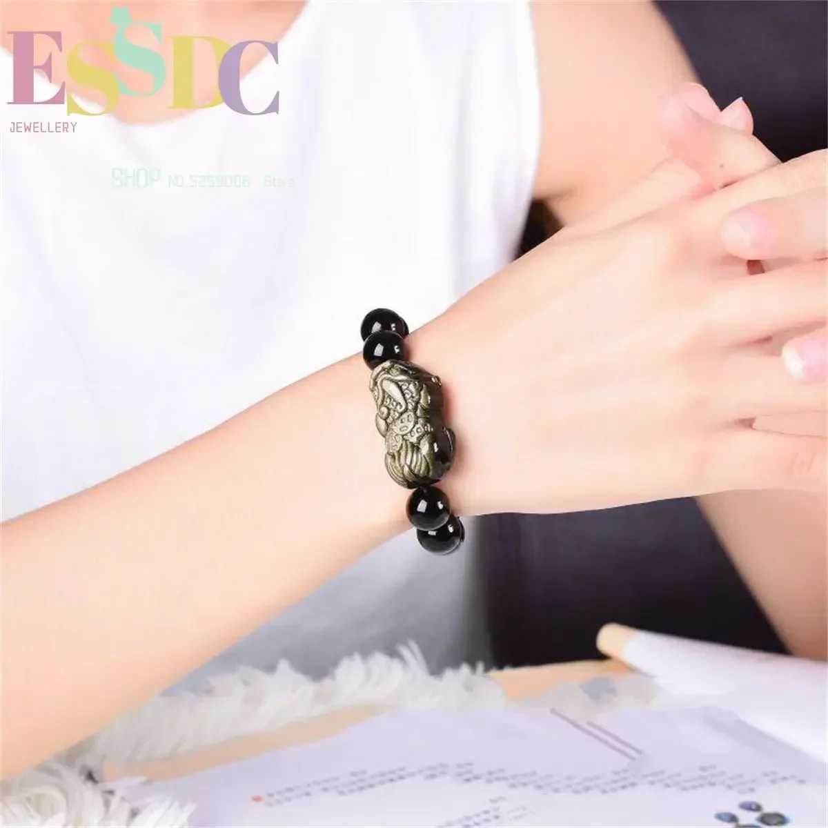 5A Natural Golden Obsidian Stone Lucky Pixiu Charm Bracelet Bring Wealth & Fortune Men Women Lovers 10-18mm Beads Reiki Jewelry