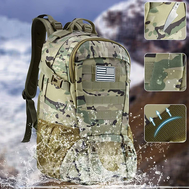 Large Capacity Travel Backpack Waterproof Hiking Camping Hunting Hiking Bag Camouflage Outdoor Cross-Country Sports Shoulder Bag