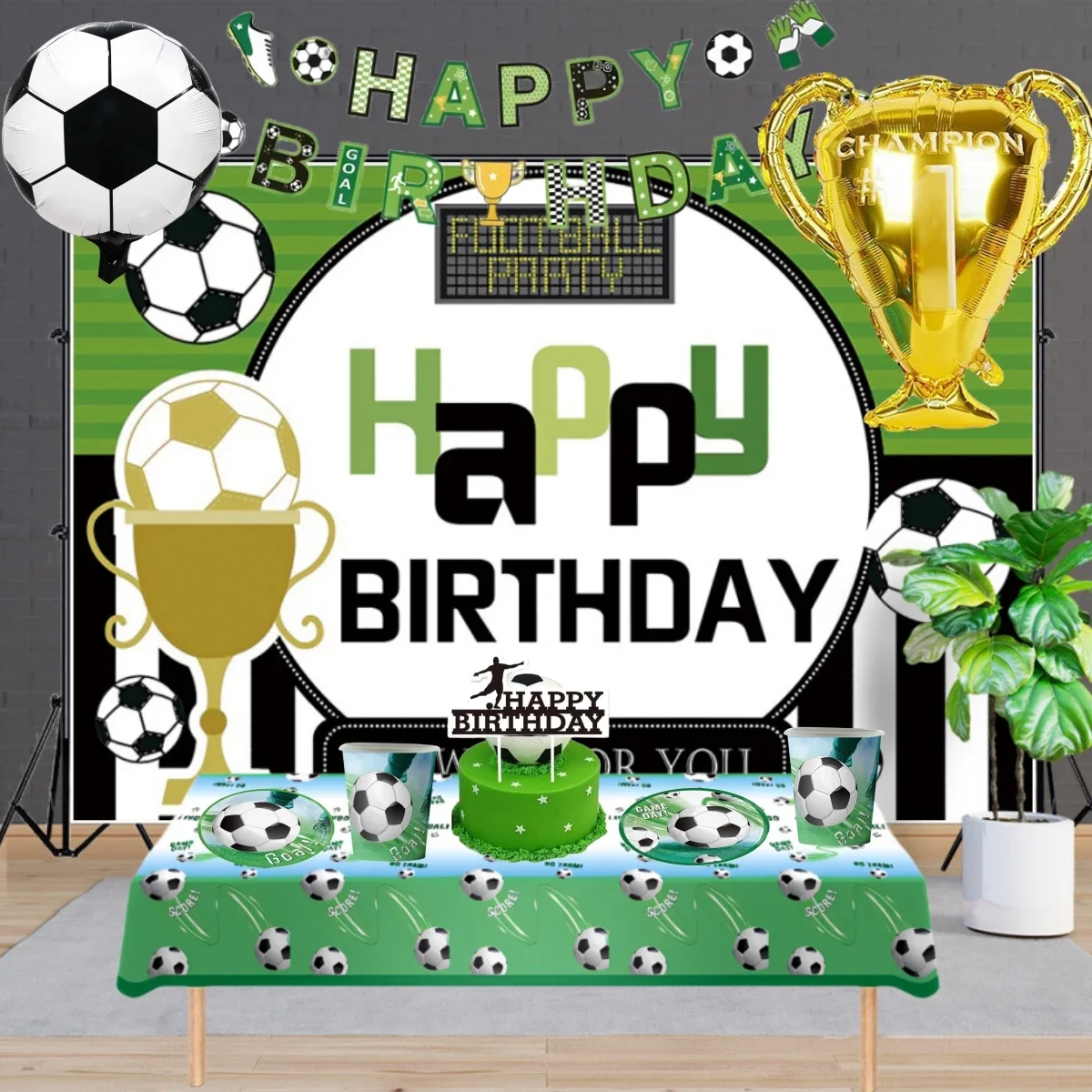 Football Birthday Party Decorations Soccer Disposable Tableware Cup Plate Tablecloth Football Balloon Sport Boys Party Supplies