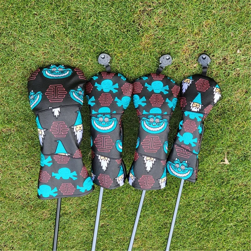 Skull Golf Wood Cover Driver Fairway, Protector híbrido impermeable, conjunto de cuero PU suave y duradero, cubiertas para la cabeza de Golf,