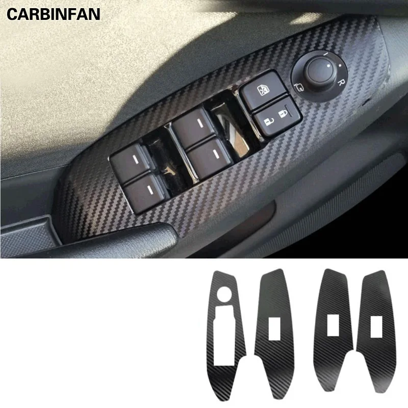 Door Interior Protective Decal Carbon Fiber Sticker Windows Control Panel PVC Film Vinyl Stickers For Mazda 3 Axela 2014-2019