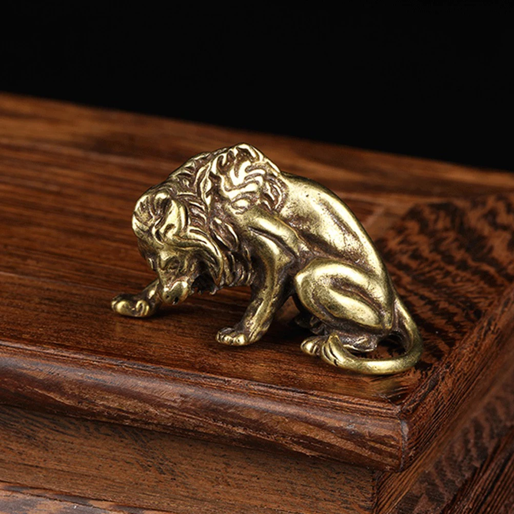 Copper Lion nament Retro Decor Golden Brass Chinese Style Home Decorations Mini Lion naments Desktop Decor Classic Beauty