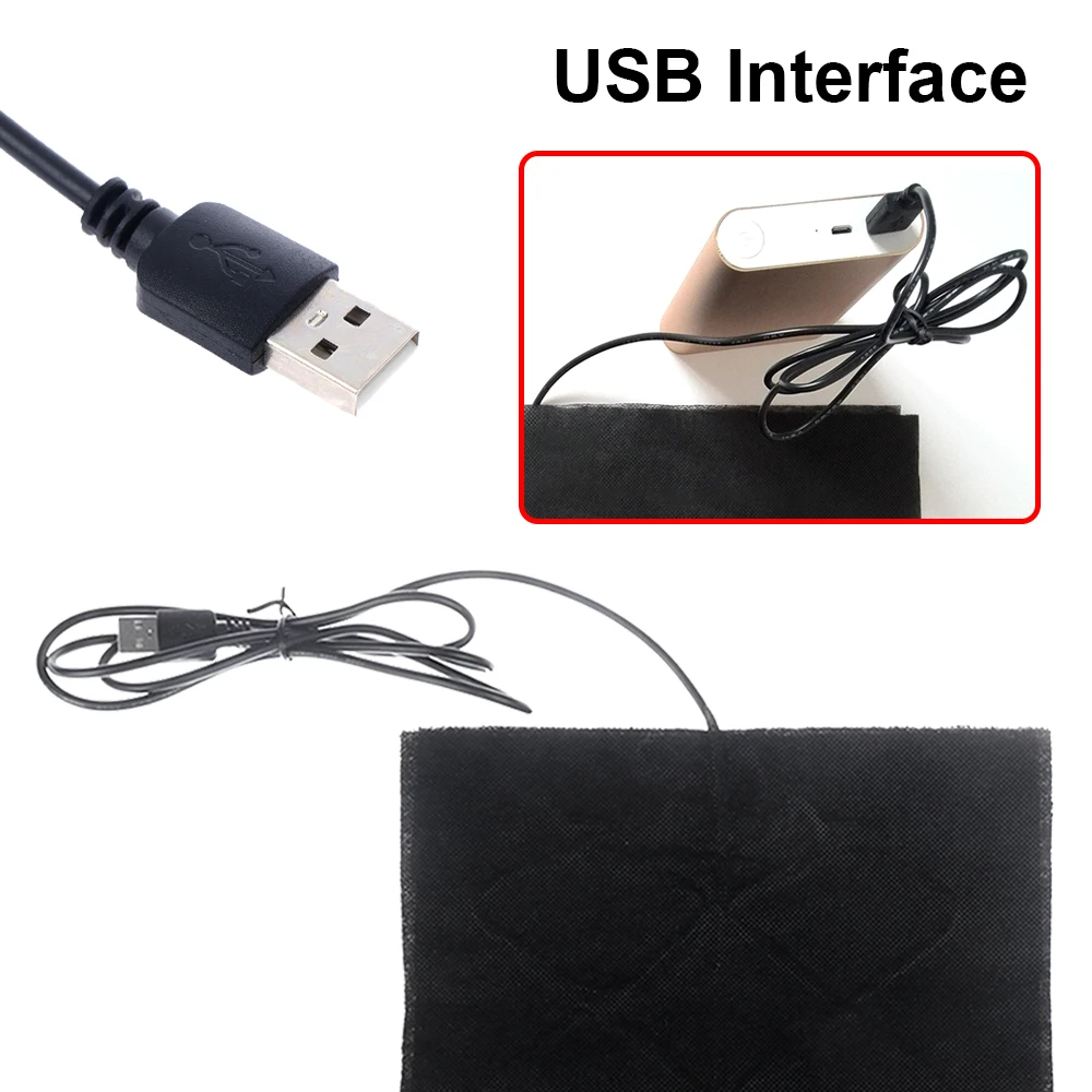 5V Carbon Fiber Heating Pad USB Warm Paste Pads Fast-Heating Film Heating Warmer Pad Electric Winter Infrared Fever Heat Mat