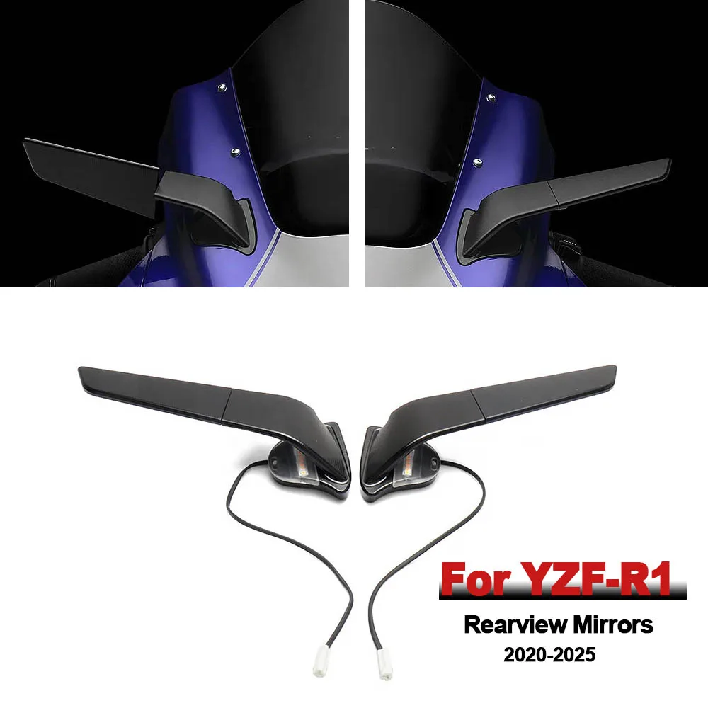 

For Yamaha YZF R1 YZF-R1 2020-2025 Wind wing Motorcycle Rearview Mirror Adjustable Rotating Side Mirrors accessory