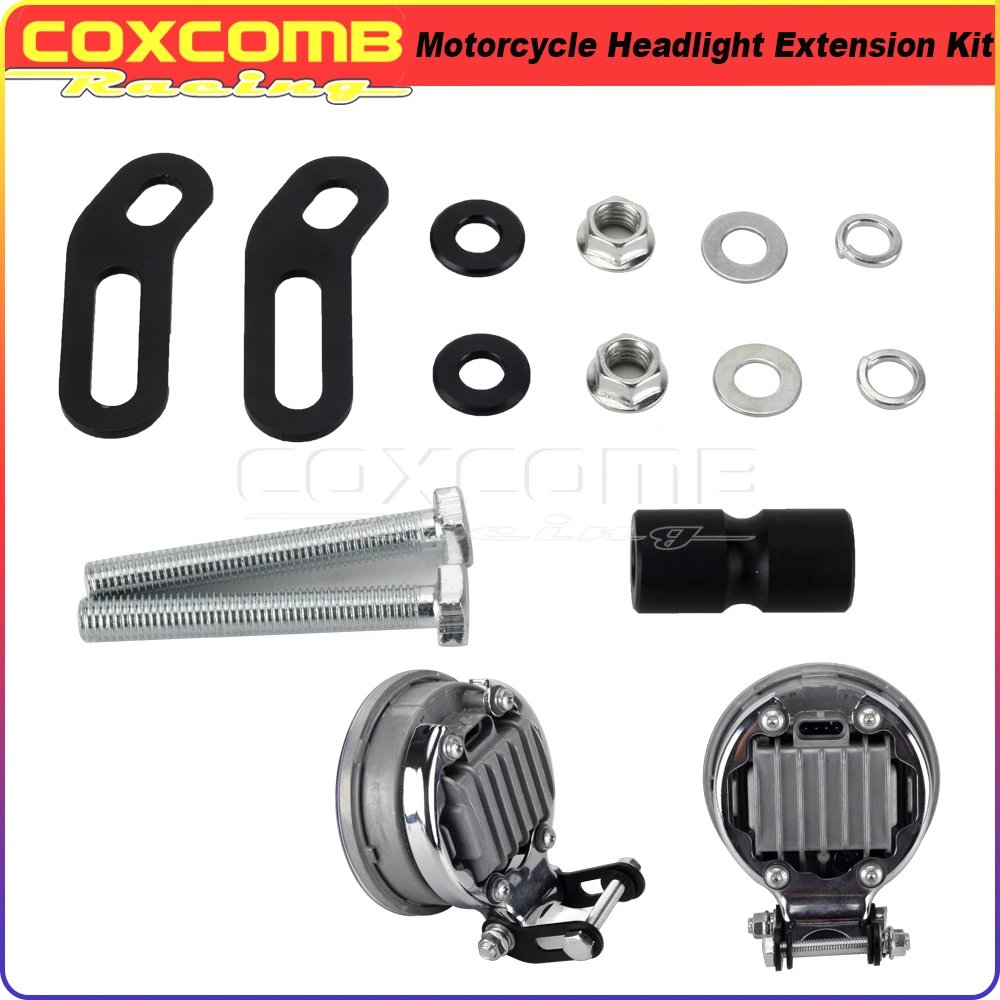 Motorcycle Headlight Extension Fairing Extender Relocation Block Adjustable Light Bracket For Harley Softail Low Rider S FXLRS