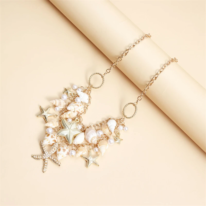 Böhmisches handgefertigtes Muschelarmband für Damen, elegantes Armband mit Imitationsperlenanhänger, Sommer-Strandschmuck, Geschenke – Detail 8