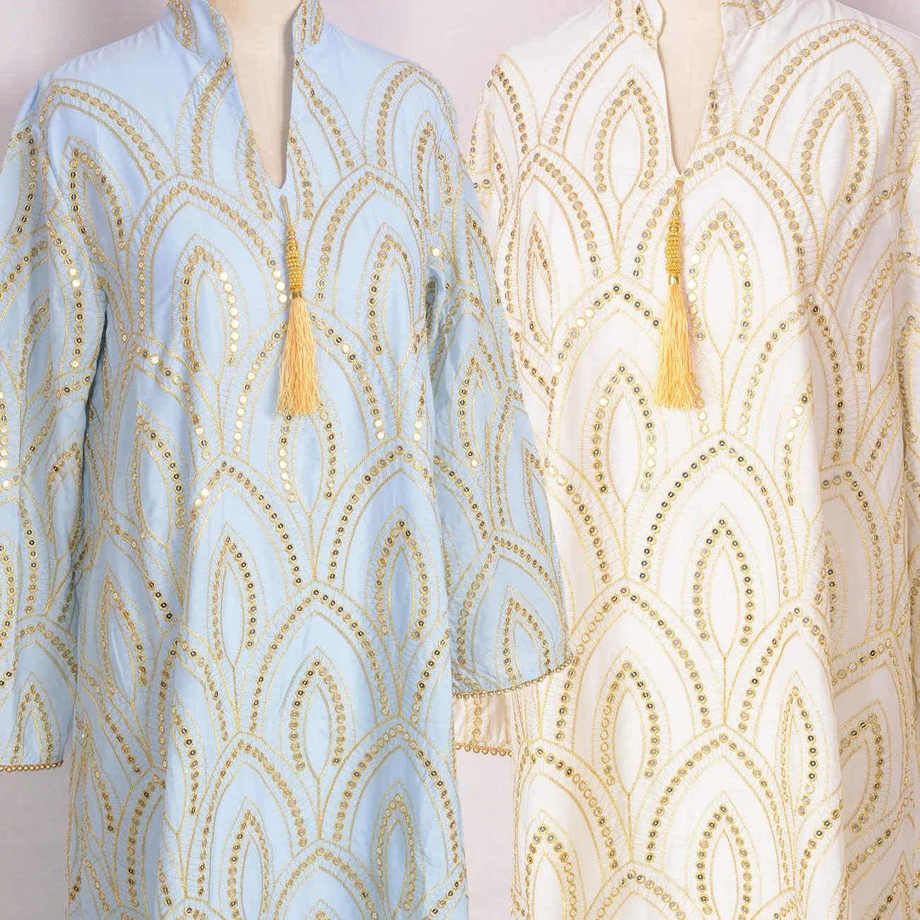 Party Dubai Abaya Dress for Women, Golden Embroidery & Sequins & Beads Embellished Arabic Dress Jalabiya Ramadan Islamic Clothes