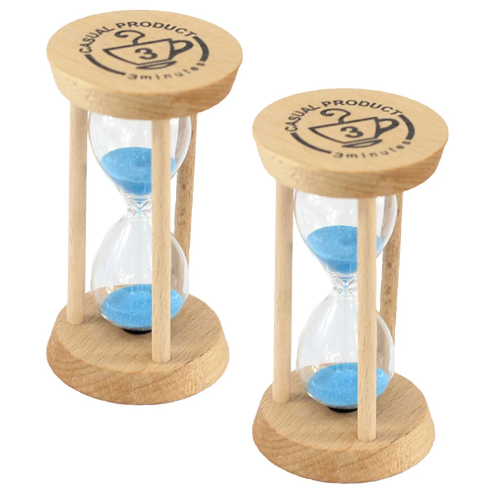 

2 Pcs Cupcake Toy Hourglass Sand Timers for Classroom Casual 3 Minute Blue Wood Management Trainer