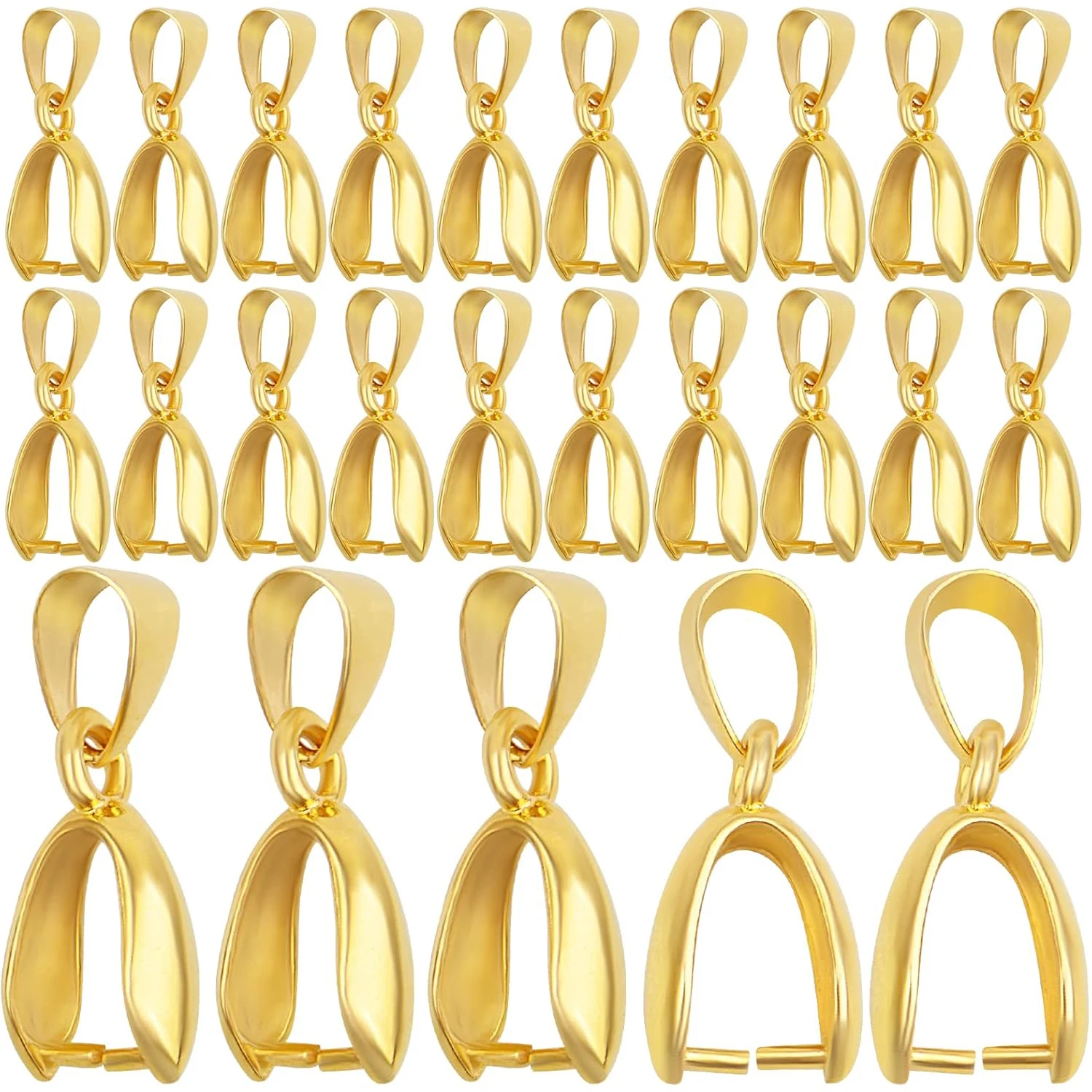 

100pcs Golden Pinch Clip Bail Clasp Brass Dangle Charm Bead Pendant Connector Findings for DIY Necklace Crafts Jewelry Making