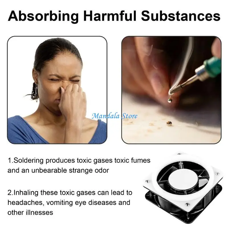 U2JC 12 فولت مروحة حديدية لحام قوية تزيل الأبخرة والرائحة مع مجموعة مستخرج أبخرة لوحة خرطوم تنفيس 6 بوصة #3