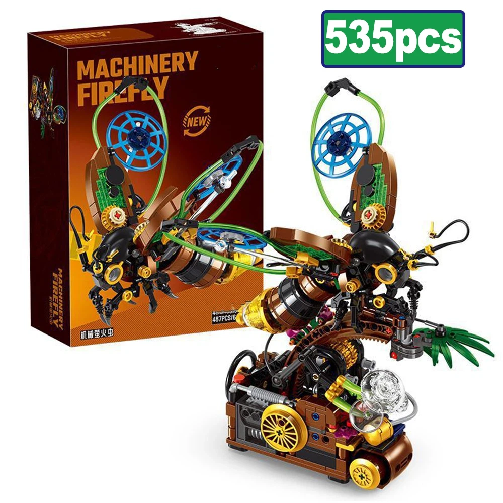 

535PCS MOC Creative Machinery Firefly Model Building Blocks Insect Series Bricks City Home Desktop Ornament Educational Toy Gift
