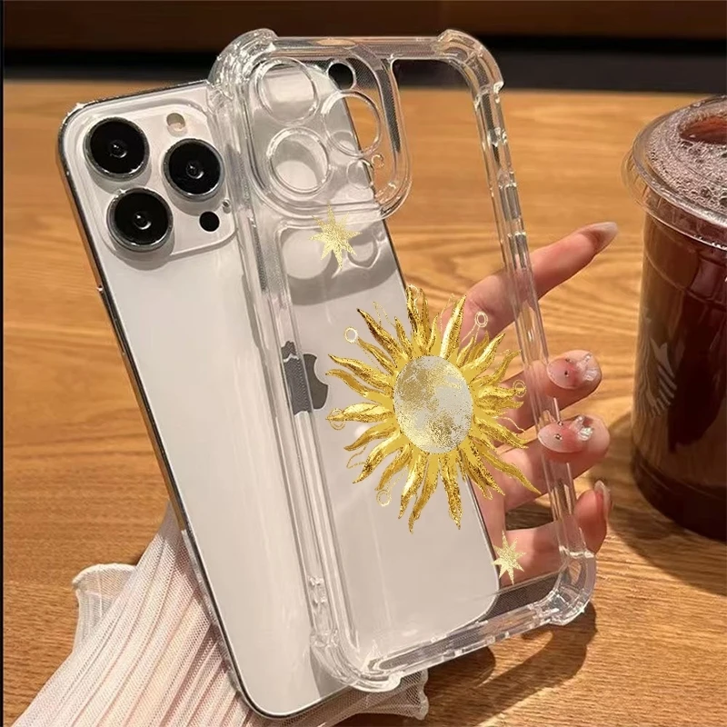 Sun Pattern Multi-Design Transparent Phone Case For iPhone 17 11 13 14 15 12 16 Pro Max XS XR 8 7 Plus 17E Shockproof Soft Cover