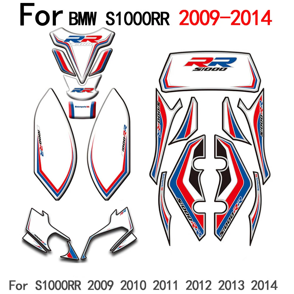 Per BMW S1000RR S1000 RR 2009-2018 Moto Anteriore Viso Decalcomanie Carenatura Adesivi 3D Gel Cuscinetti Protettivi Adesivi Serbatoio Carburante