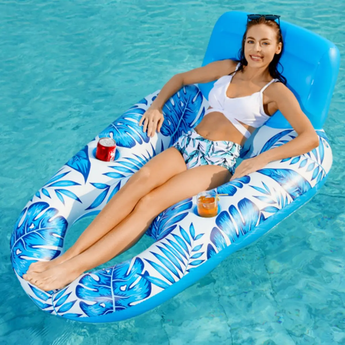 Inflável flutuante Lounge Chair, jangada, reclinável, piscina, esporte aquático, brinquedos para festa de aniversário