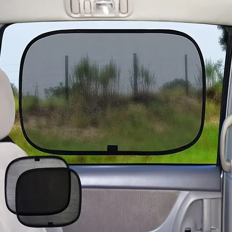2pcs Car Sunshade Mesh Side Window Shield UV Protection Curtain With Suction Cups Nylon Mesh Shade Screen For Most Vehicles