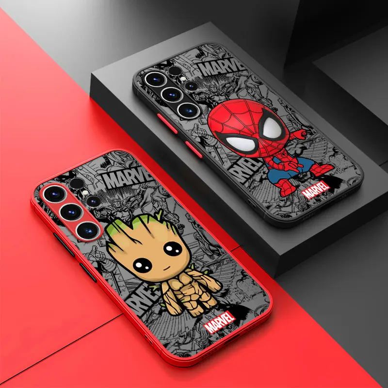 Phone Case for Samsung Galaxy A01 A50 A70 A51 A71 A30 A03 Core A02 A04 A20s A10 A10s A02s Cartoon Marvel Groot Spiderman Cover