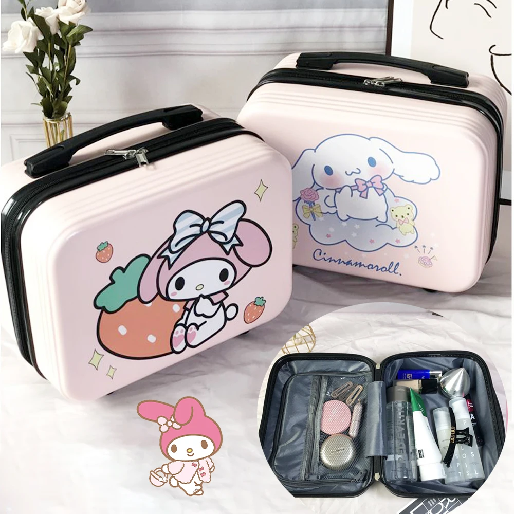 Sanrioed Hello Kitty My Melody valigia borsa cosmetica Kawaii Anime custodia per trucco ad alta capacità custodia portatile da viaggio regalo