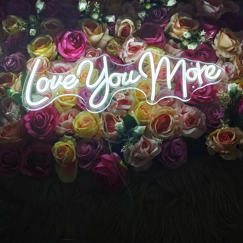 Love You More Neon Sign For Wall Decoration Couple Bride Wedding Party Girl Kawaii Room Decor Personalized Design LED Light Logo