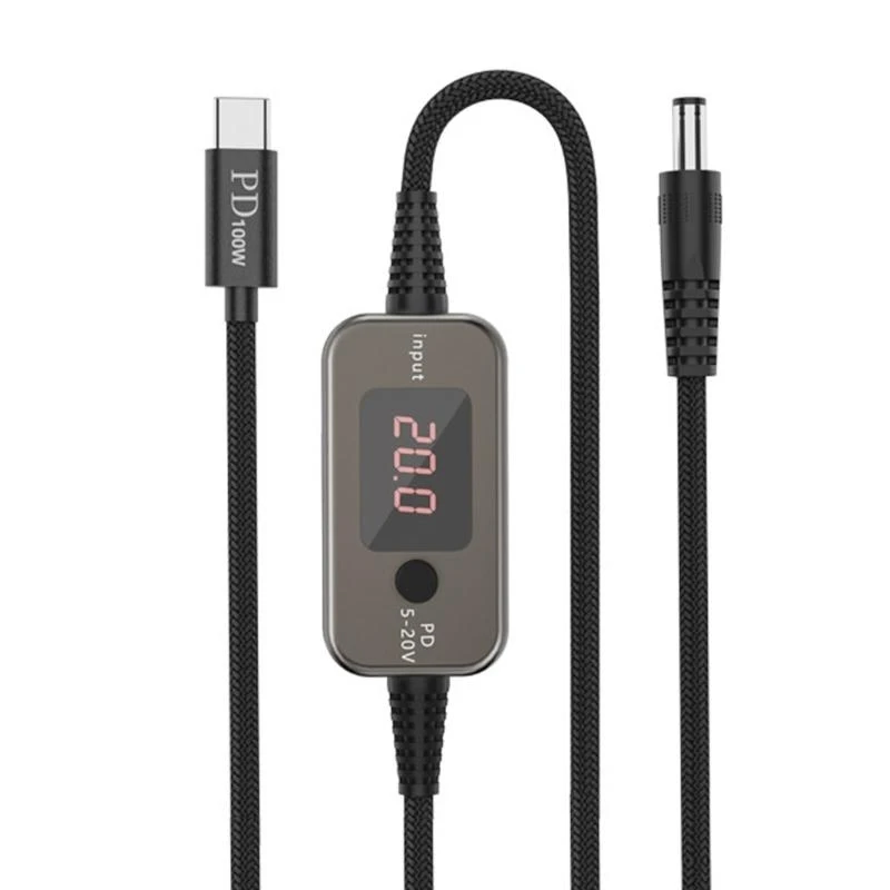 Intelligent PD100W Charging Cable 5V To 20V Auto Voltages Switches With DC5521 And 10 Adapter Heads 