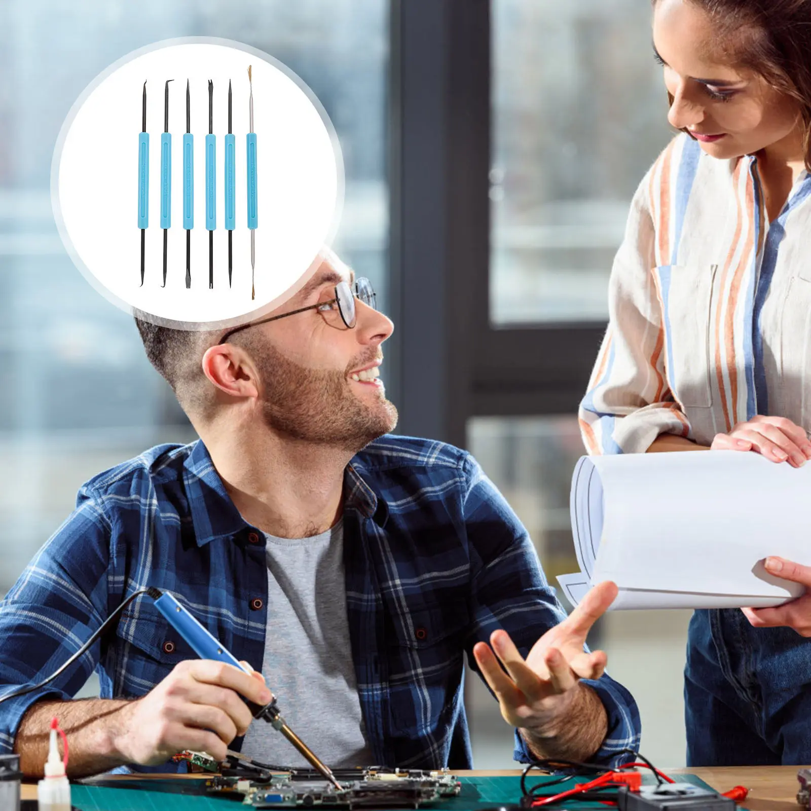 

Набор из 6 профессиональных вспомогательных инструментов для пайки: двусторонние приспособления для пайки печатных плат с удобной рукояткой, помощник при сварке