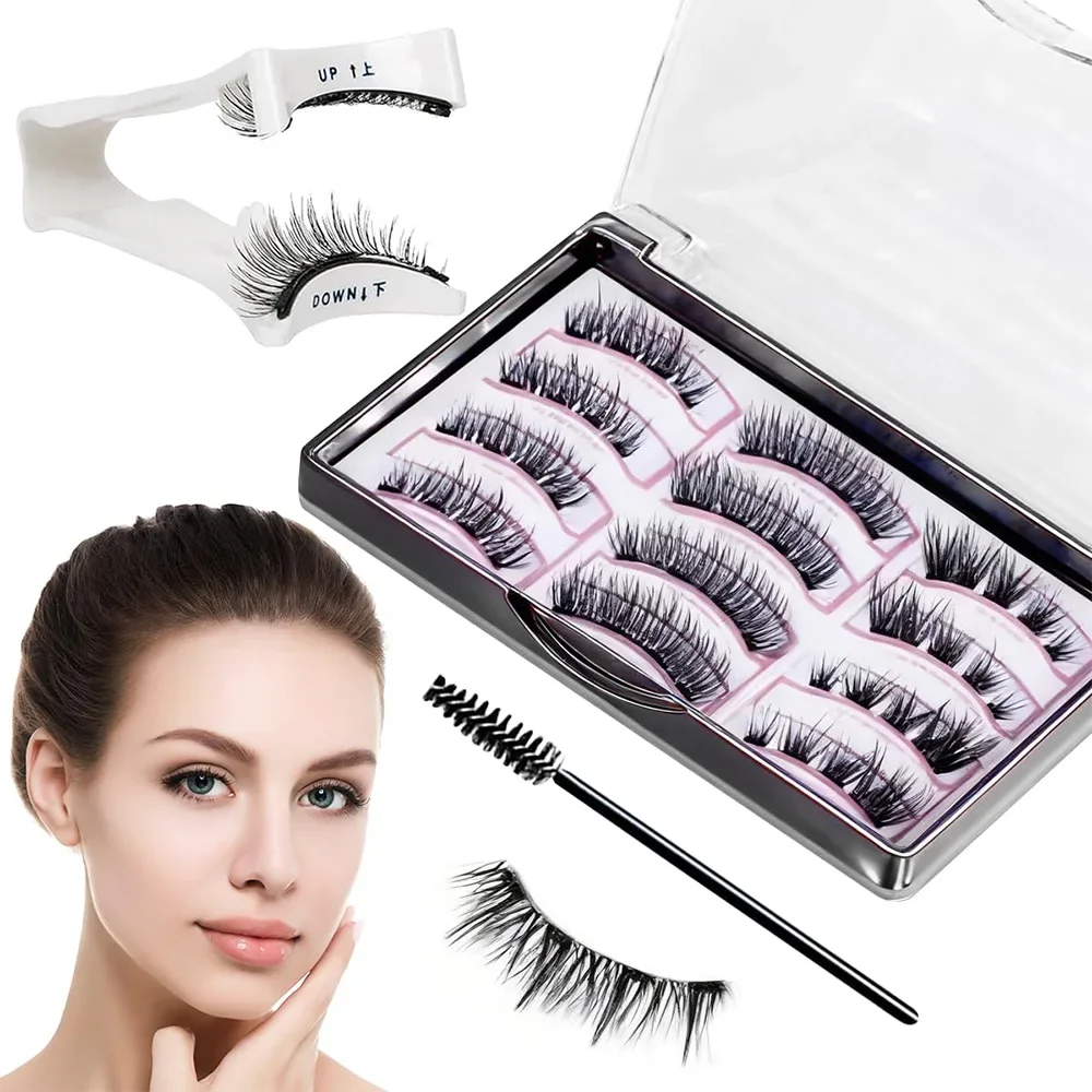 6 Paar Magnetische Künstliche Wimpern Set mit Wimpernzange & Applikatorbürste Wiederverwendbares Wimpernset