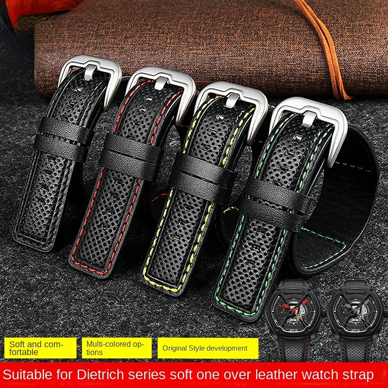 Dla Dietrich OT-1 OT-12 OT-6 Panerai męska miękka opaska na nadgarstek 24mm zielona cała Lea/inna bransoletka z paskiem do zegarka Lea/inna bransoletka z paskiem do zegarka