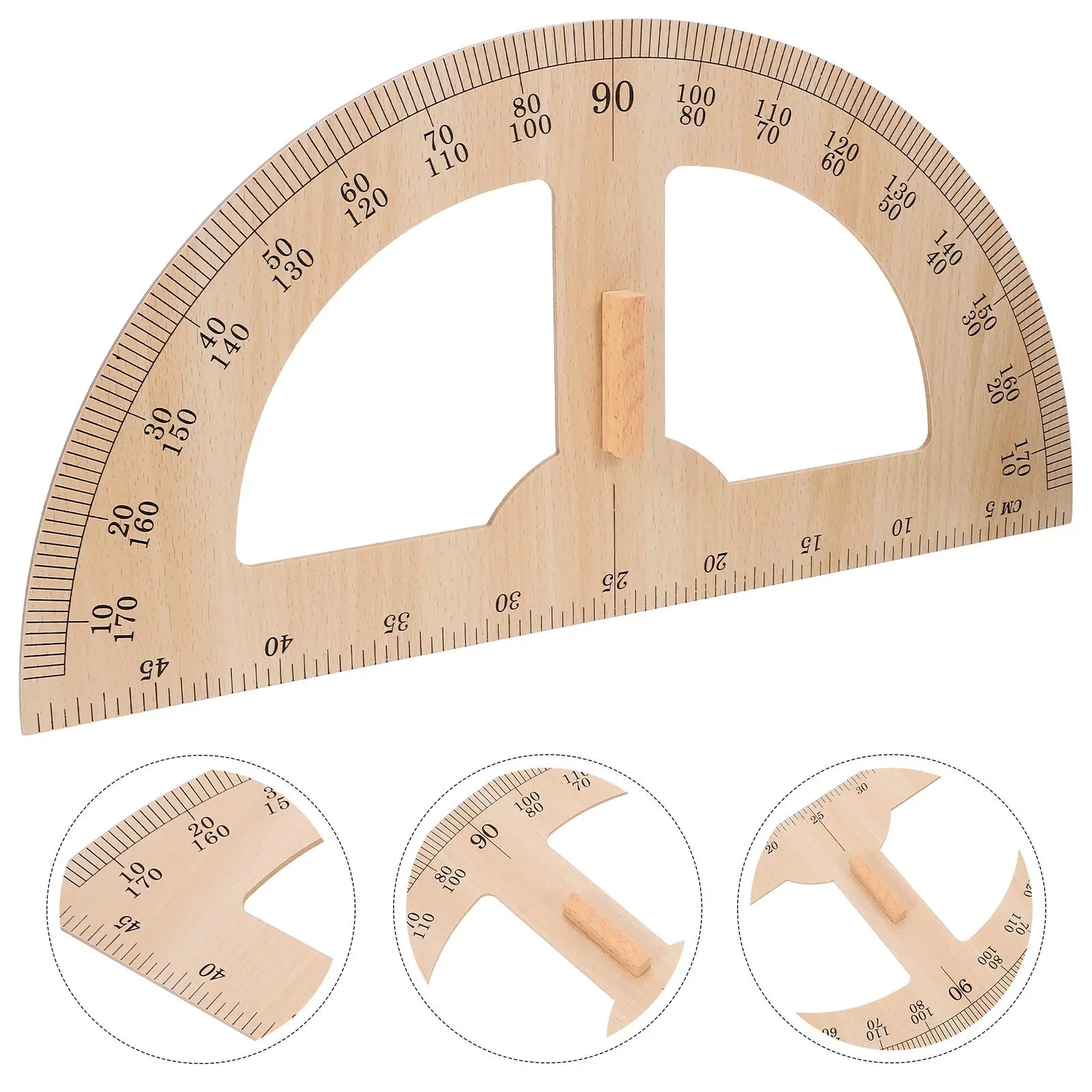 Wood Measuring Ruler Large Teaching Tool Handle Classroom Protractor Aids Blackboard Rulers Reusable Gauge Student