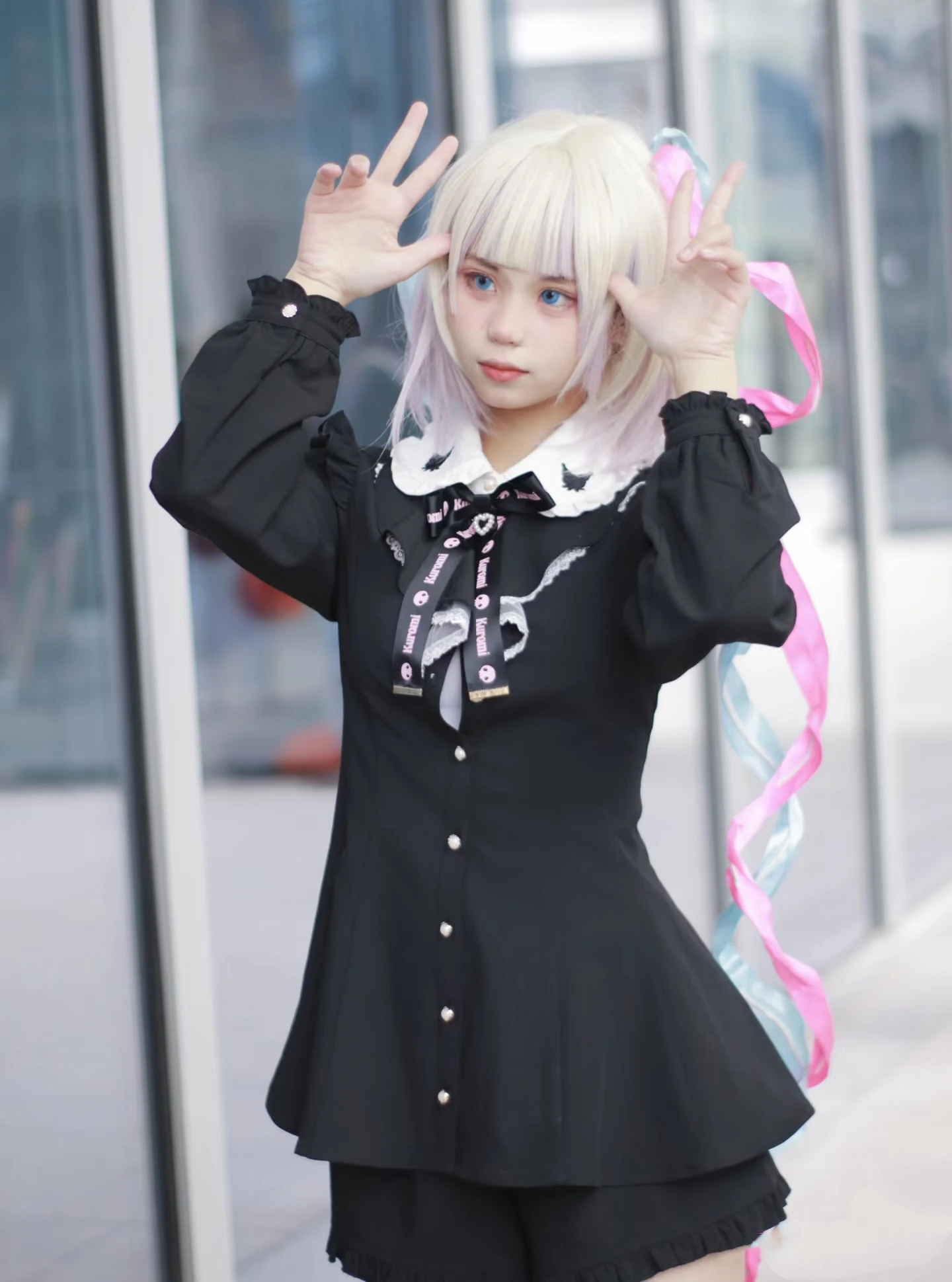 Harajuku Sweet Jirai Kei Mass-Produced Embroidered Black Dress +