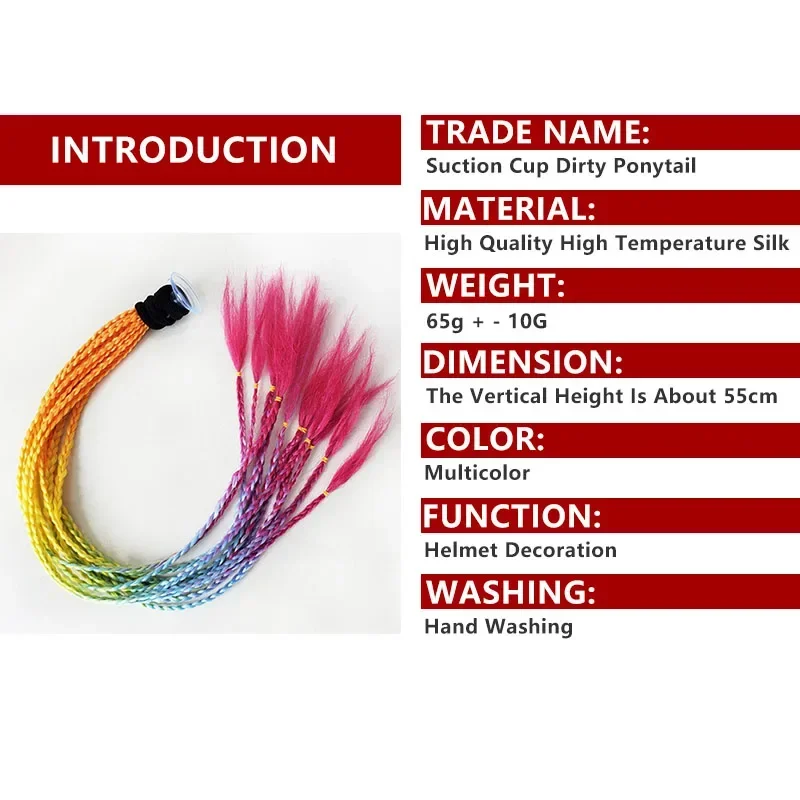 2024 Motorcycle Helmet Braids Woman Braids Wig New for Motorbike Helmets Muluticolors Twist Pigtail Ponytail With Sucker Bow - Image 2