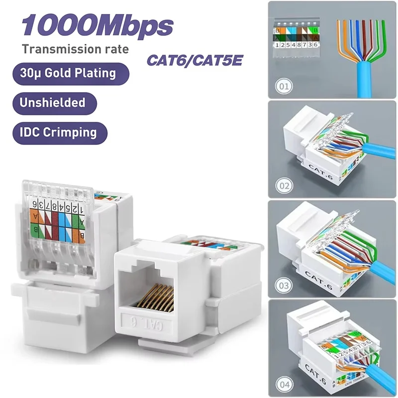 RJ45 Network Module Network Socket Comprehensive Wiring CAT6 Cable Patch Panel For Lan Cable Connector Ethernet Keystone Adapter