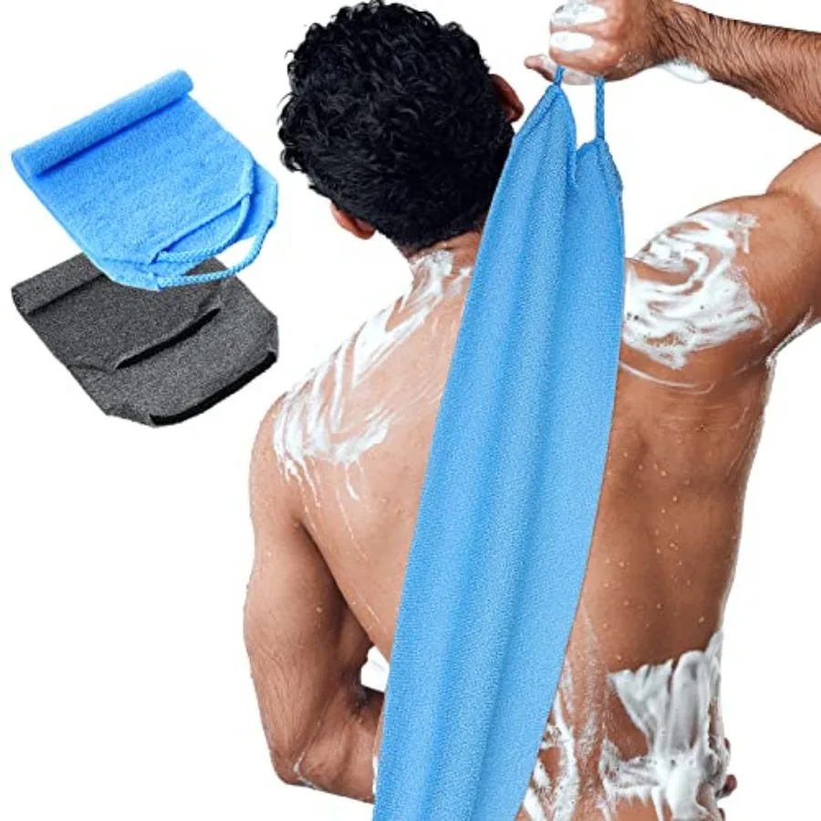 

Back Scrubber for Shower Exfoliating Washcloth Back Cloth Body Extended Length Scrubber Towel Nylon Exfoliating Stretchable Pul