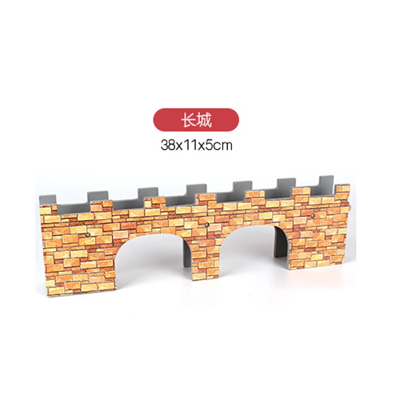 Gift Great Wall Bridge Wooden Track Scene Accessories Suitable For Wooden Train Track Toys For Boys And Girls PD77