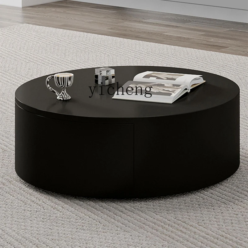 ZC rock slab solid wood round coffee table modern simplicity high-end living room home double coffee table