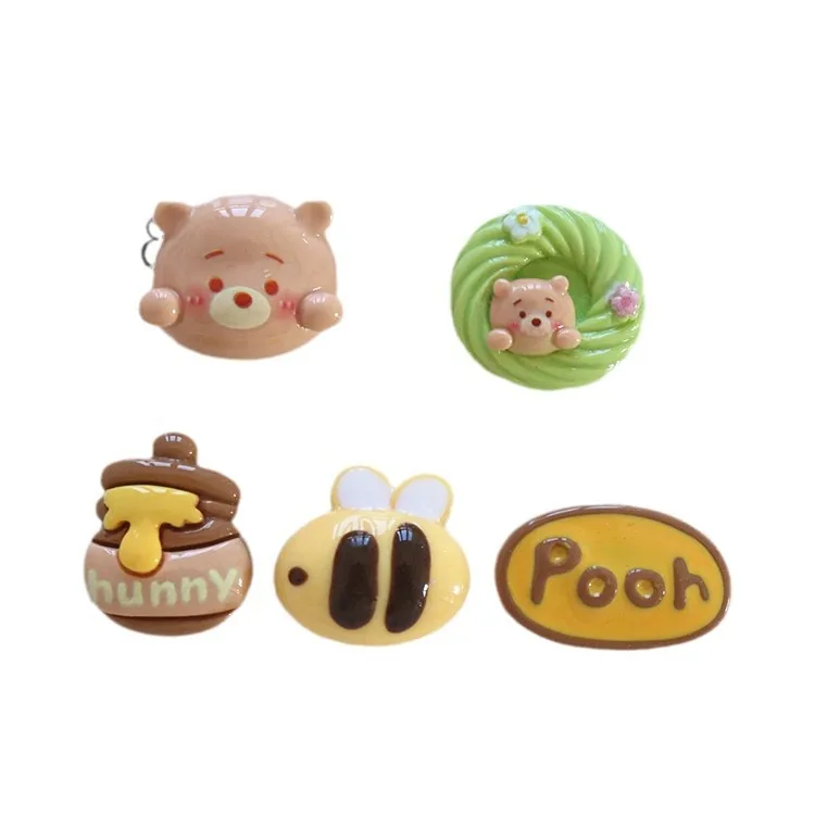 100pcs Kawaii Resin Flatback Bee DIY DIY for Phone Case Hairpin Keychain Scrapbook Dollhouse Accessories Miniature Craft