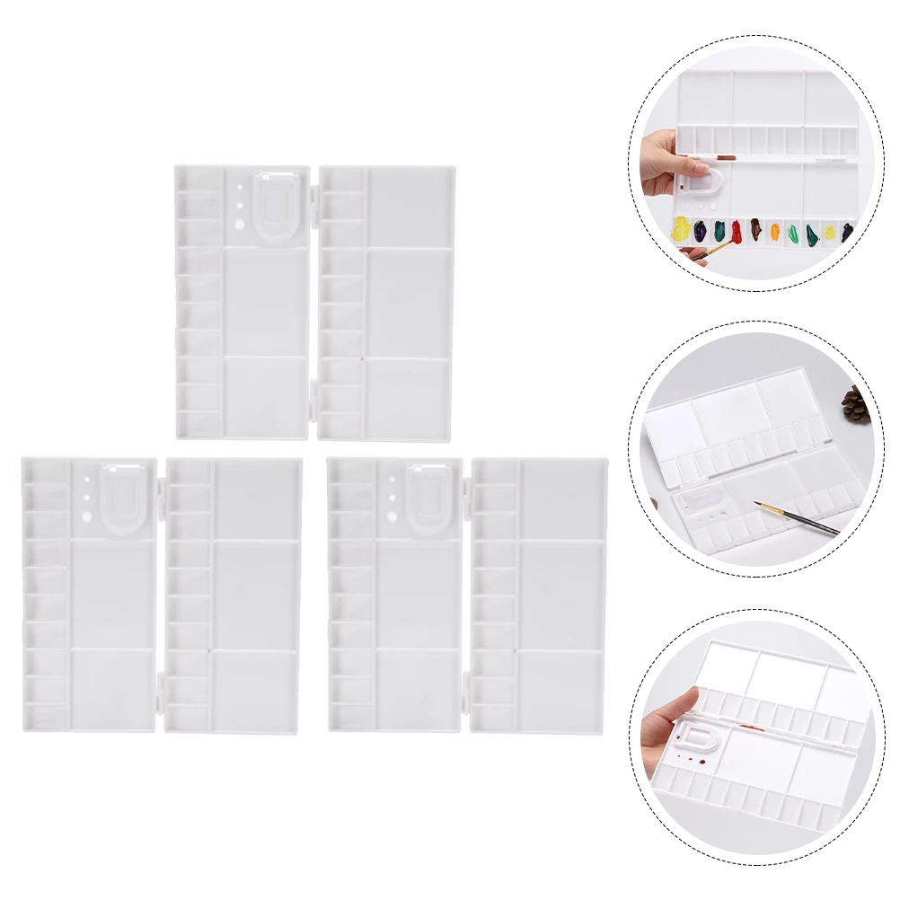

3pcs Portable Watercolor Paint Box 25 Grids Color Mixing Box For Artists Students Calligraphy Pigment Tray Durable Smooth Easy