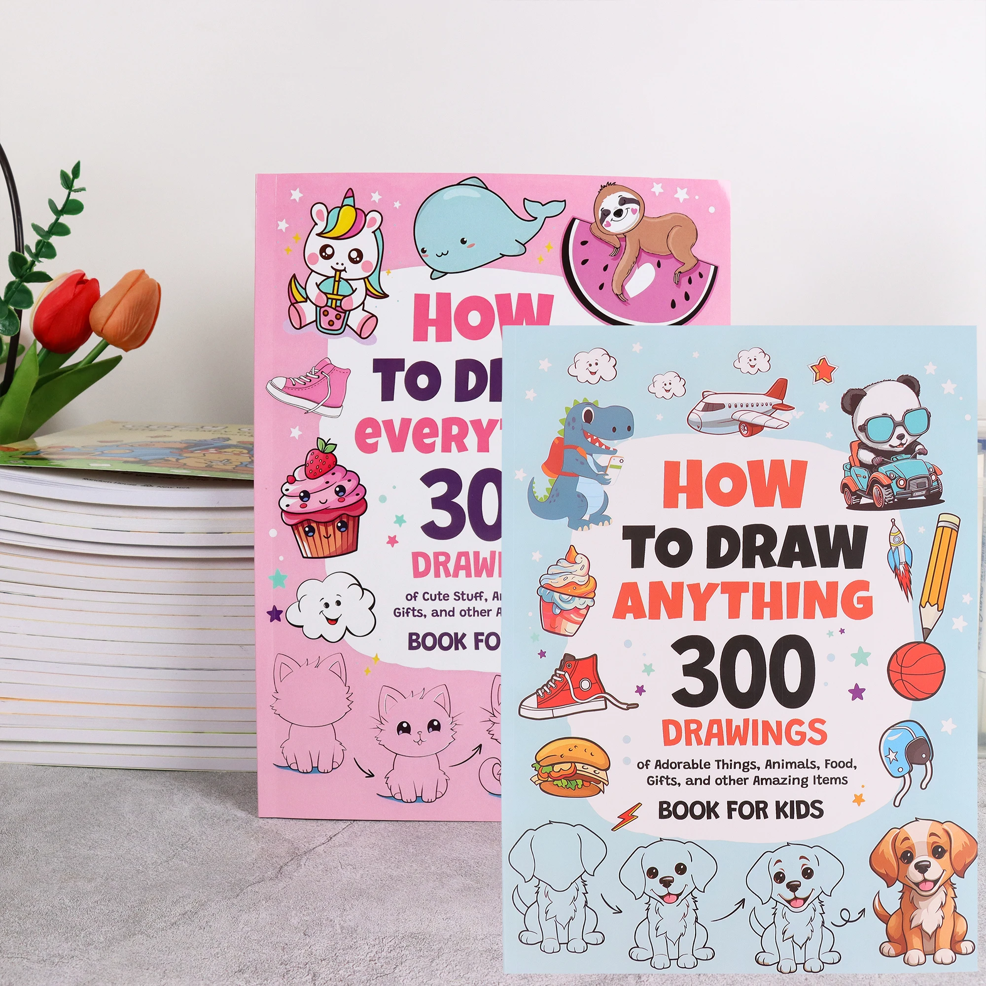 

300 Step-by-Step Simple Drawings Creative Drawing Book, for Painting Enthusiast, Cute Drawings of Adorable Things, Animals, Food
