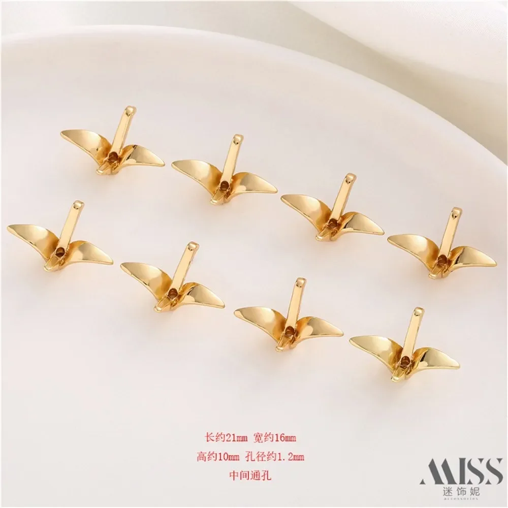 

14K Gold Color Medium-hole Thousand Paper Cranes Small Pendants DIY Handmade Earrings, Bracelets Necklaces Jewelry Accessories