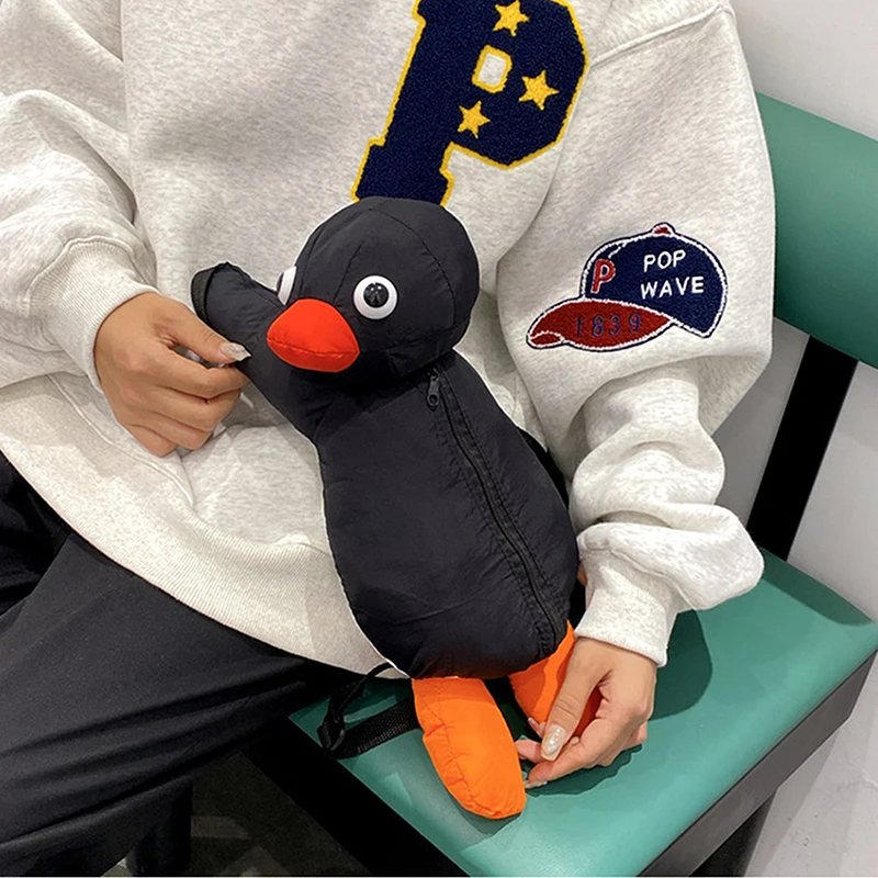 Mochila de pingüino con dibujos animados, bolso de muñeca de felpa con personalidad, Mini bolsos