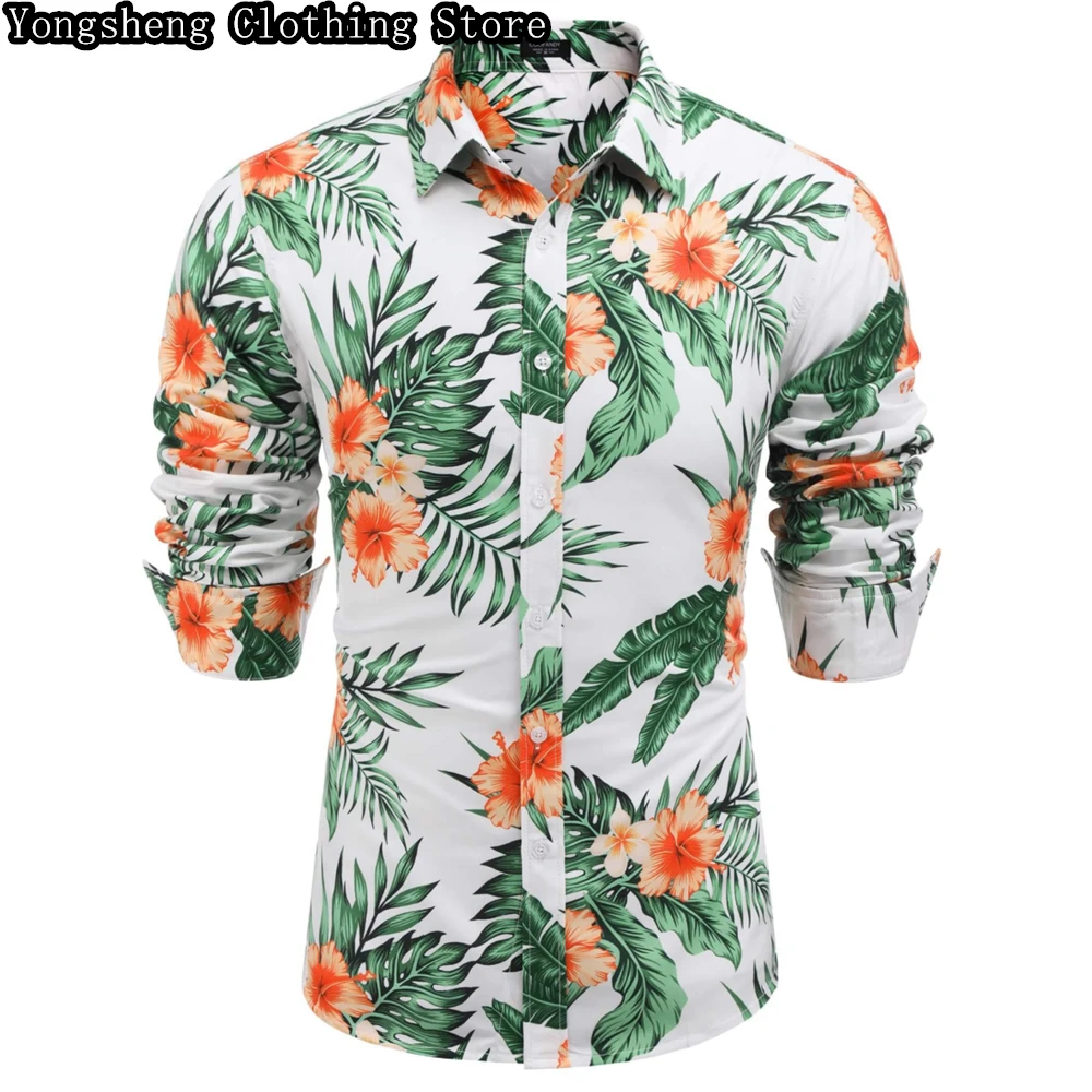 Men\'s Long Sleeve Shirt Hawaiian Shirt 3D Print Fashion Trendy Vacation Casual Men\'s Clothing Large Size Men\'s Clothes